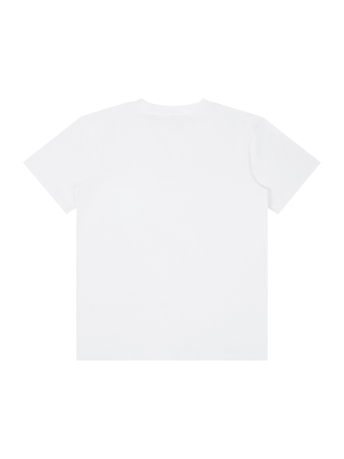 Unisex classic crew neck cotton t-shirt in Lucent White, back view on white. Marcel Afters