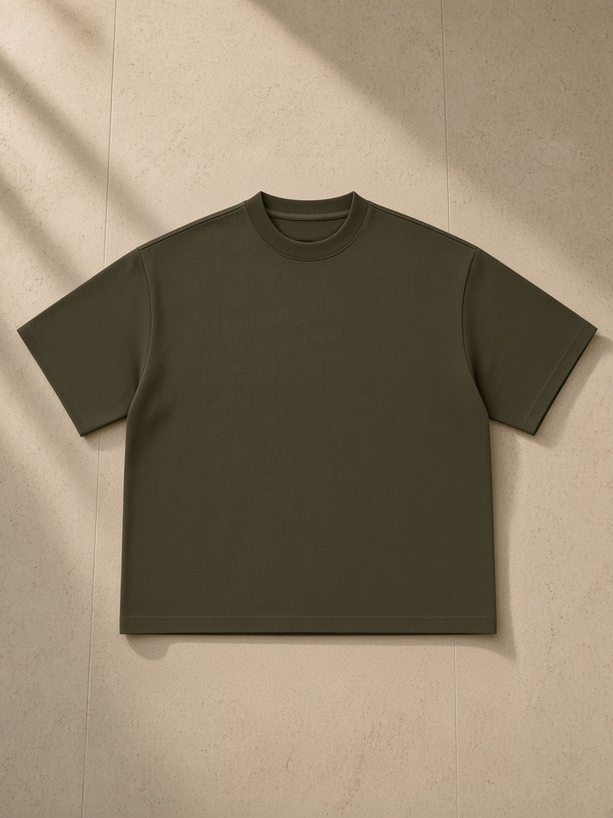 Front of the Army Green Women's Boxy Oversized T-Shirt, laid flat