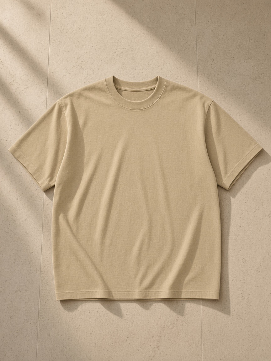 Vintage Washed Oversized Cotton T-Shirt Khaki