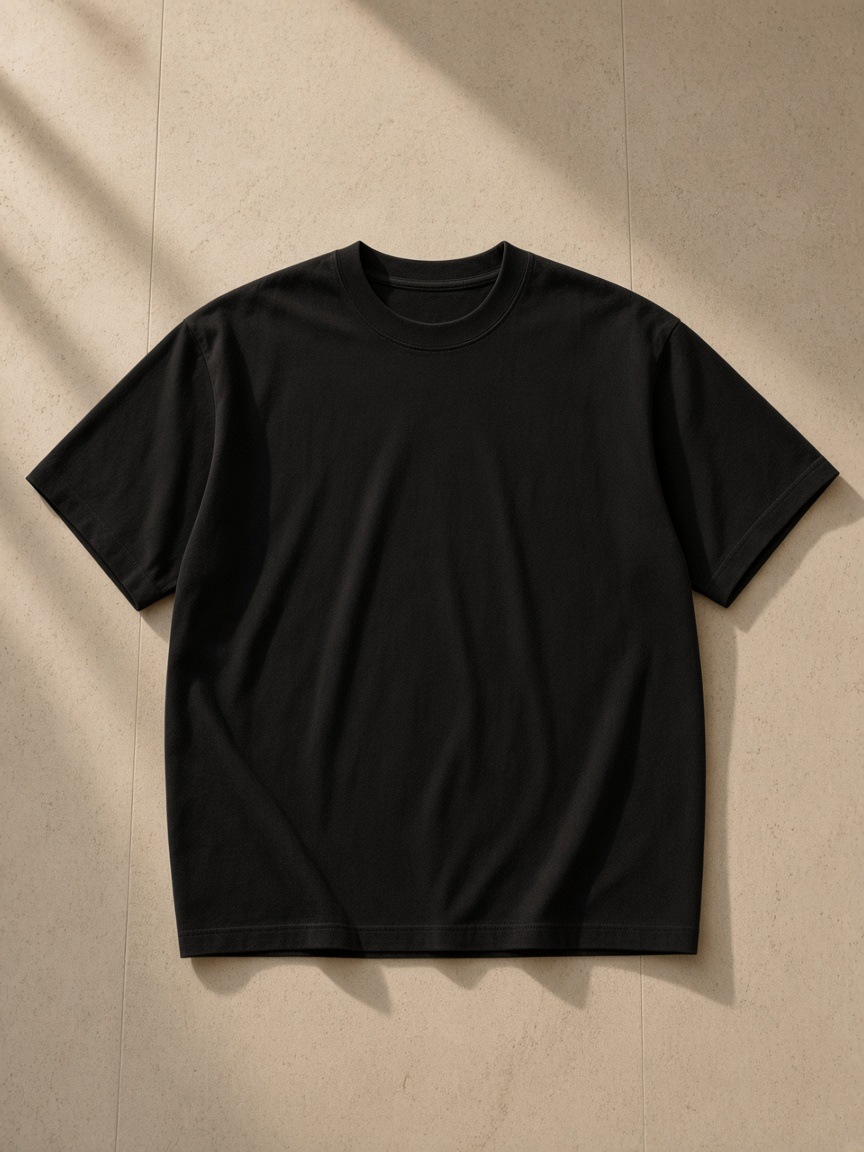 Unisex regular fit t-shirt in Black, front view on white. Marcel Afters