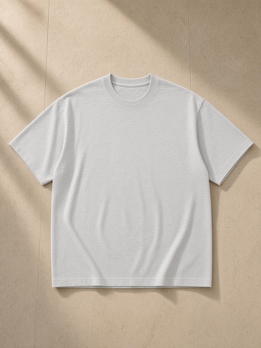 Heavyweight Loose Fit T-Shirt in Oat Gray, front view