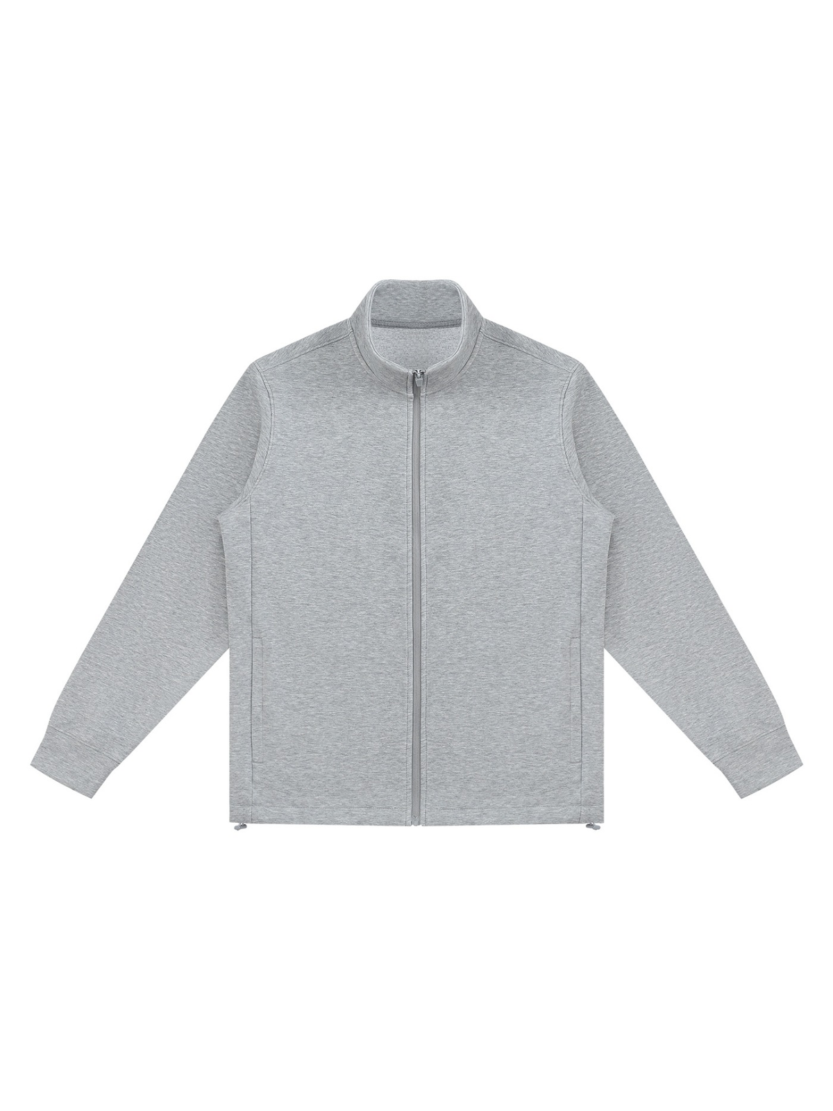 Stand Collar Jacket in Flower Gray, laid flat on pale limestone, front.