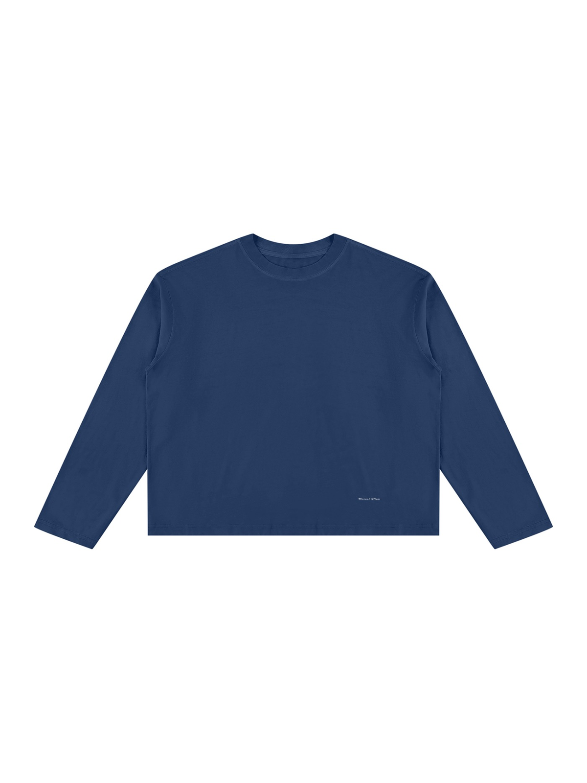 Vintage Wash Long Sleeve Boxy T-Shirt in Navy Blue, front view