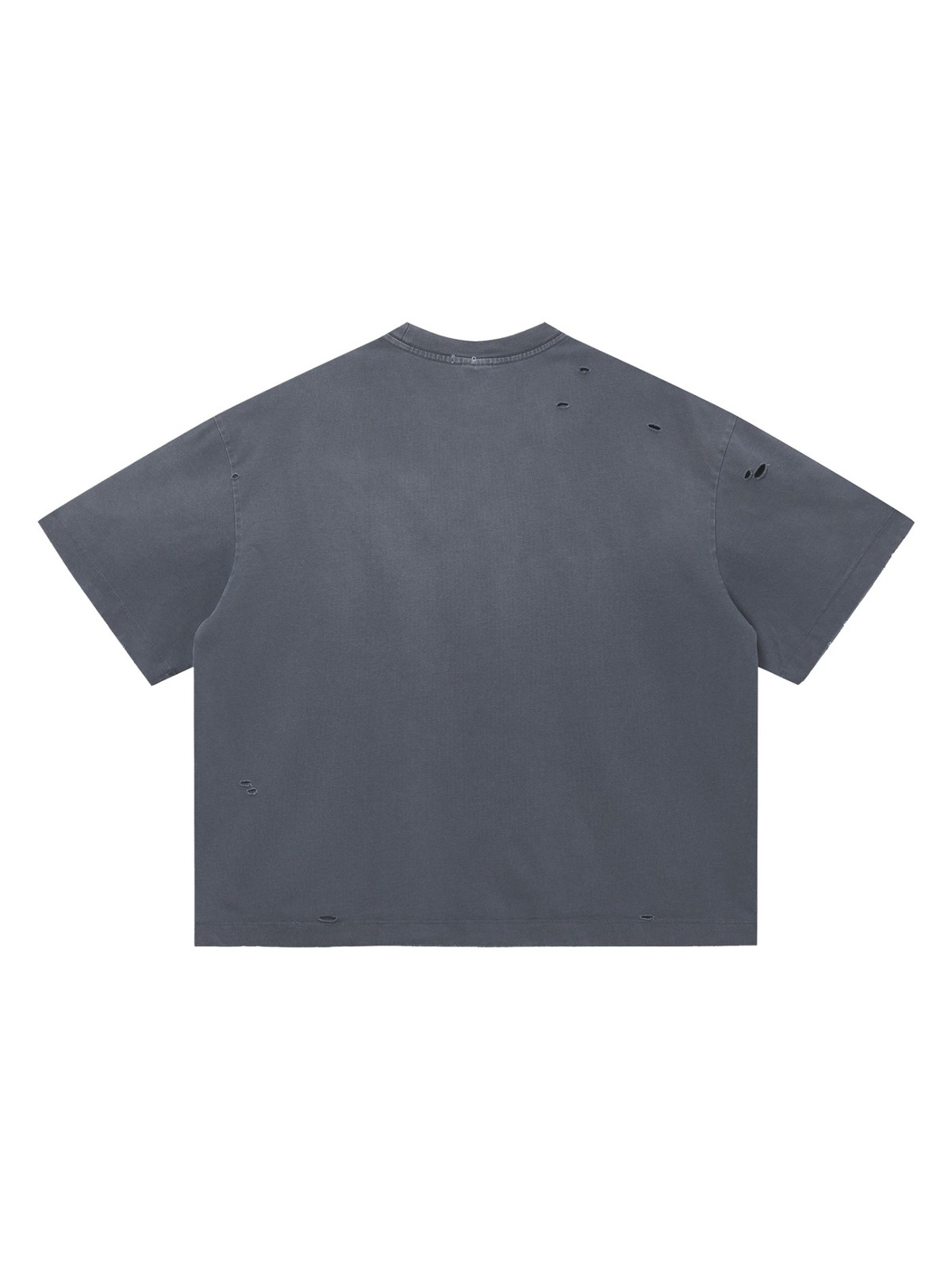 Vintage Washed Distressed Boxy Oversized T-Shirt in Blue, back view