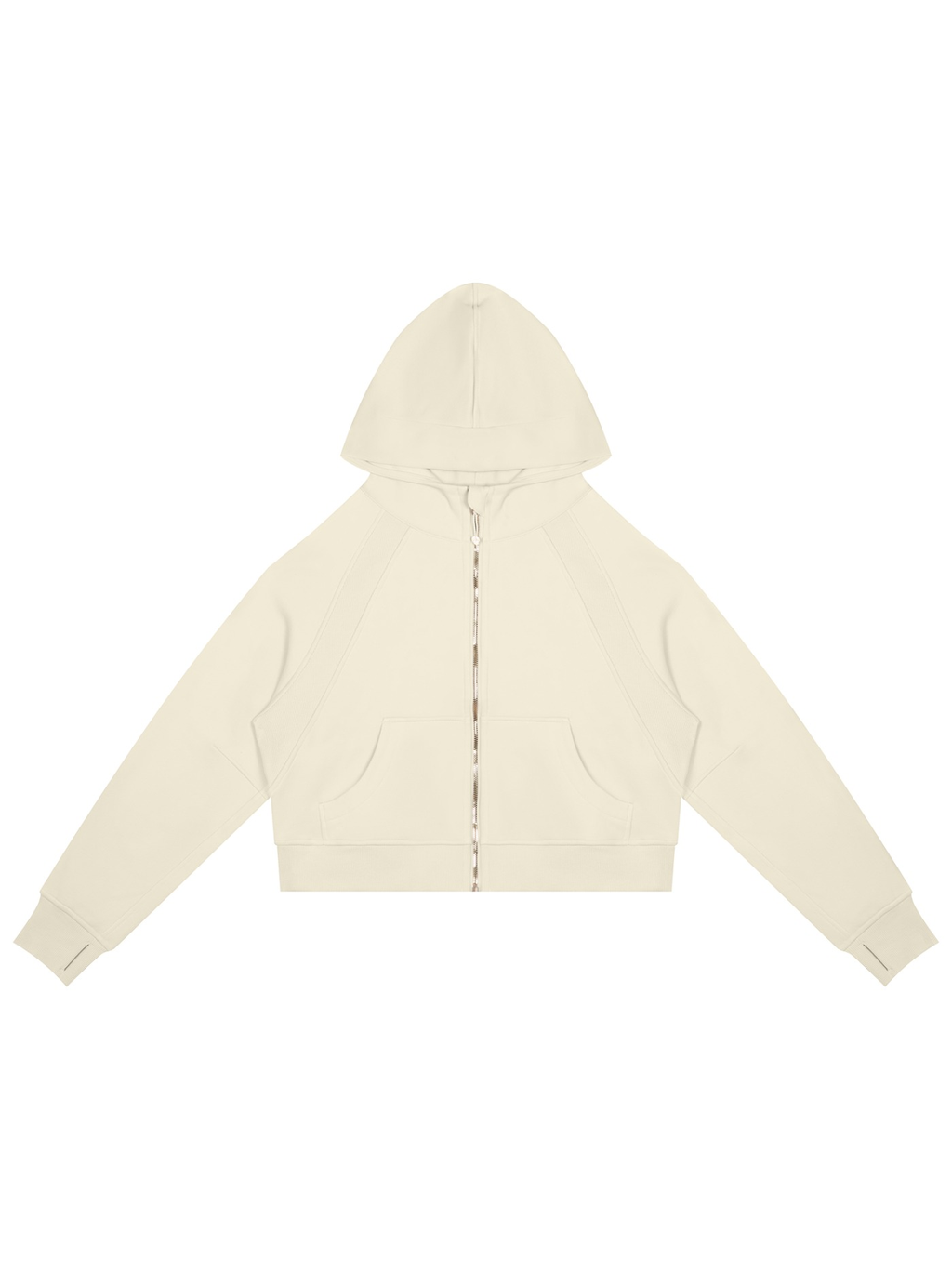 Cropped zip-through hoodie in Mild Apricot, front view