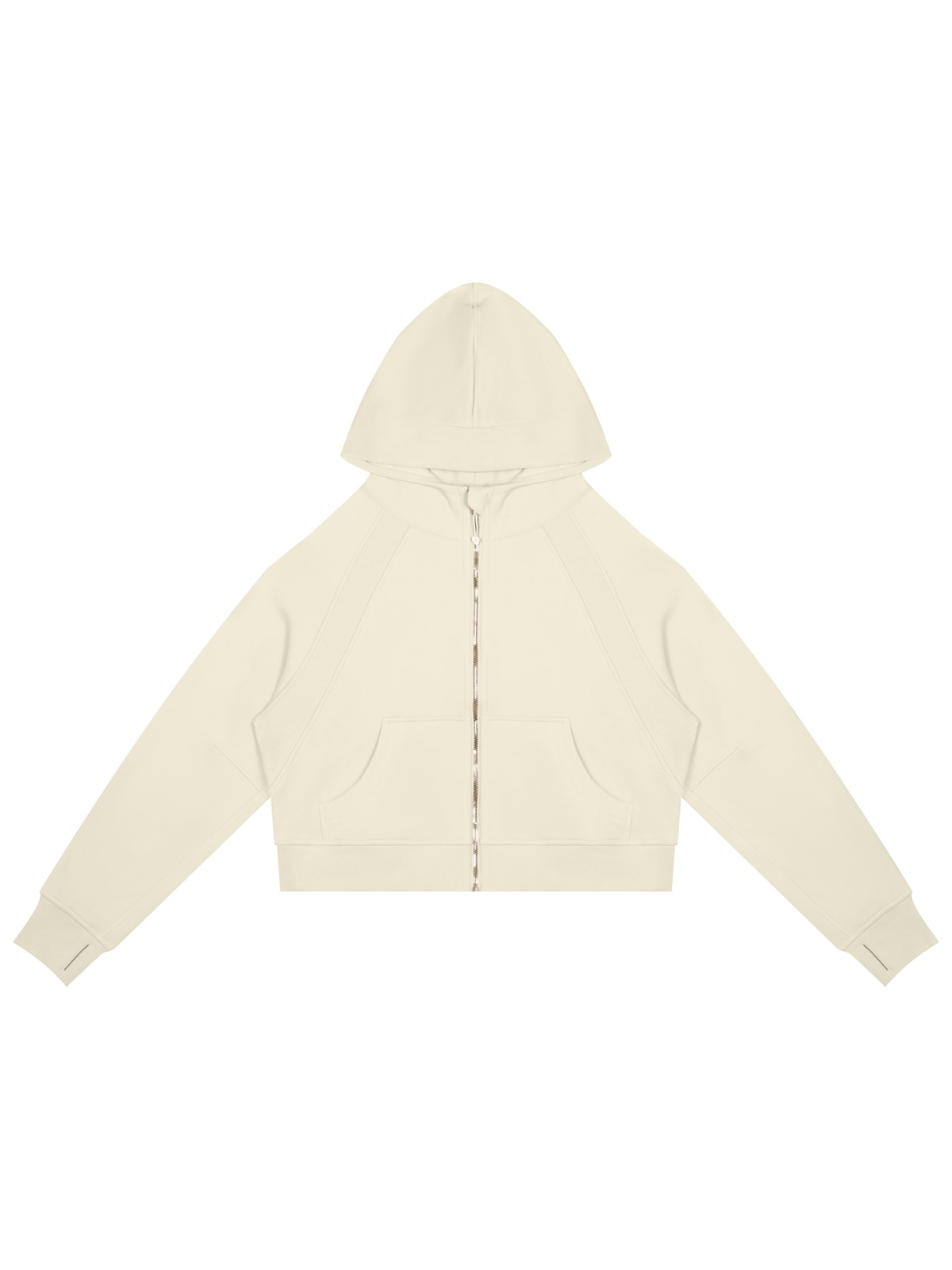 Cropped zip-through hoodie in Mild Apricot, front view