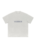 Verbier Heavyweight Drop Shoulder T-Shirt by Marcel Afters in Oat Gray, front view with the printed artwork, on white