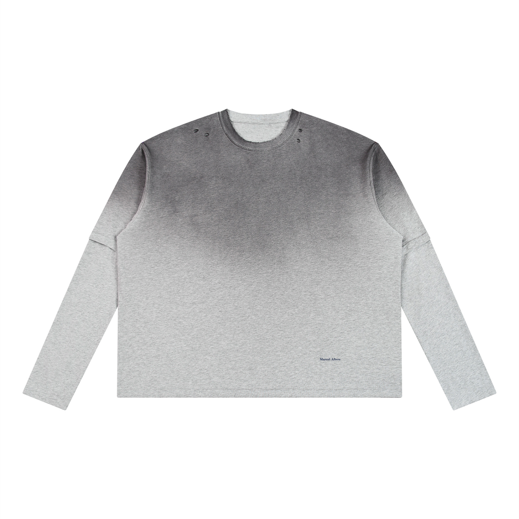 Vintage Wash Layered T-Shirt in Flower Gray, front view