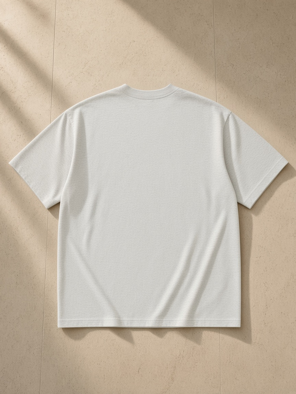 Paris heavyweight drop-shoulder tee in Oat Gray, back view, plain back