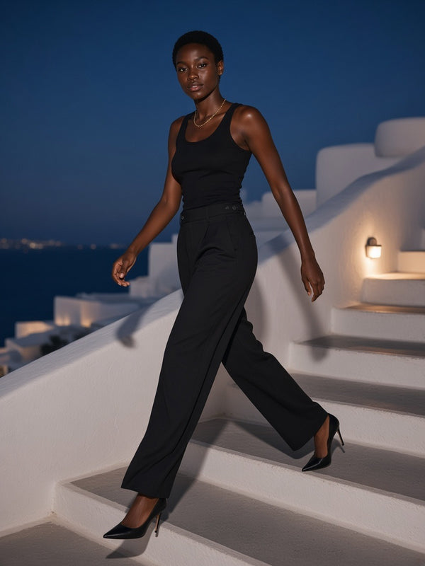 Marcel Afters Adjustable Waist Straight-Leg Pants — Dark