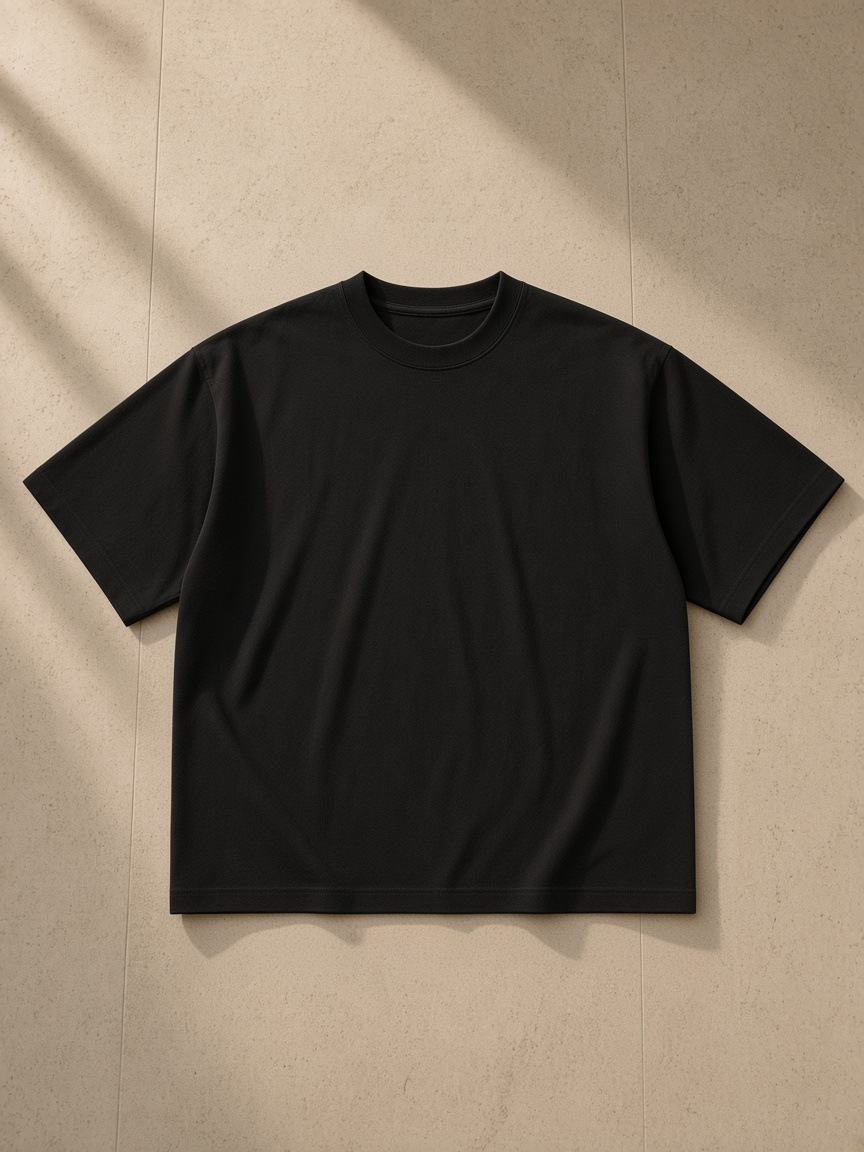 Front of the Black Women's Boxy Oversized T-Shirt, laid flat