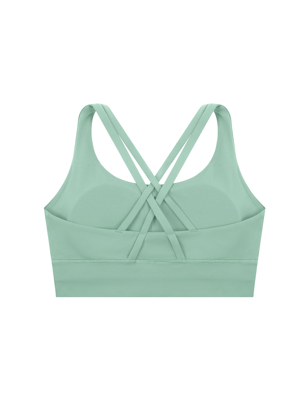Strappy criss-cross sports bra in Light Green, back view