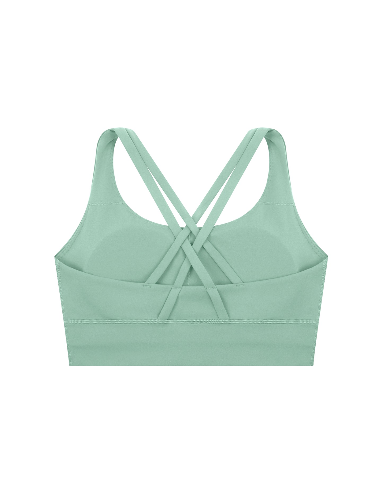 Strappy criss-cross sports bra in Light Green, back view