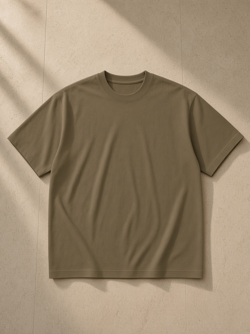 Front of the Coffee Men's Heavyweight Drop Shoulder T-Shirt, laid flat