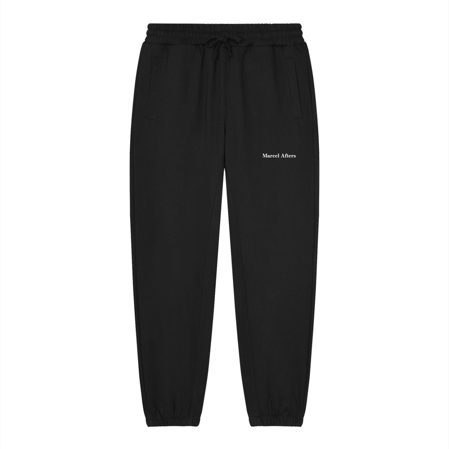 Loose Fit Tapered Joggers in Black, front view