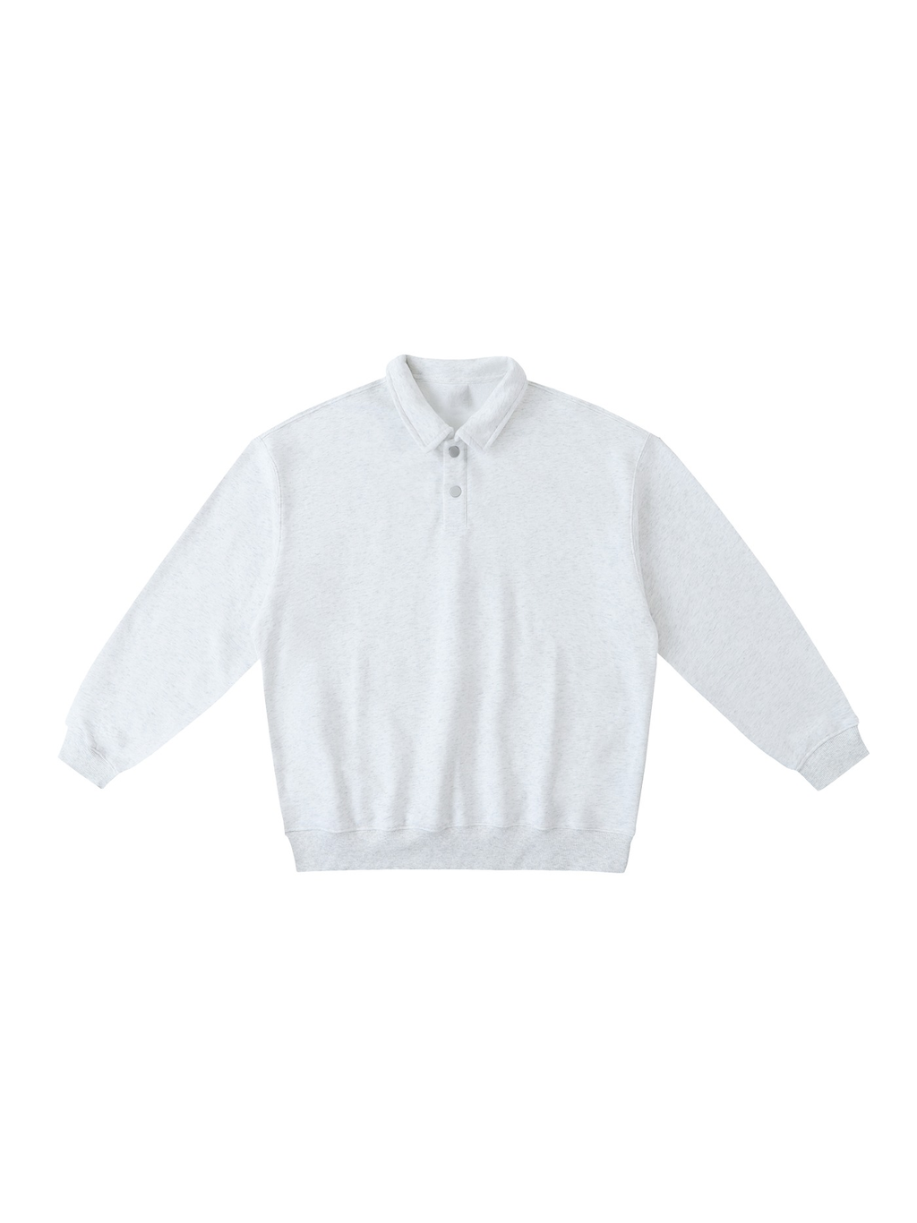 Heavyweight polo-collar sweatshirt in Flower Gray, front view
