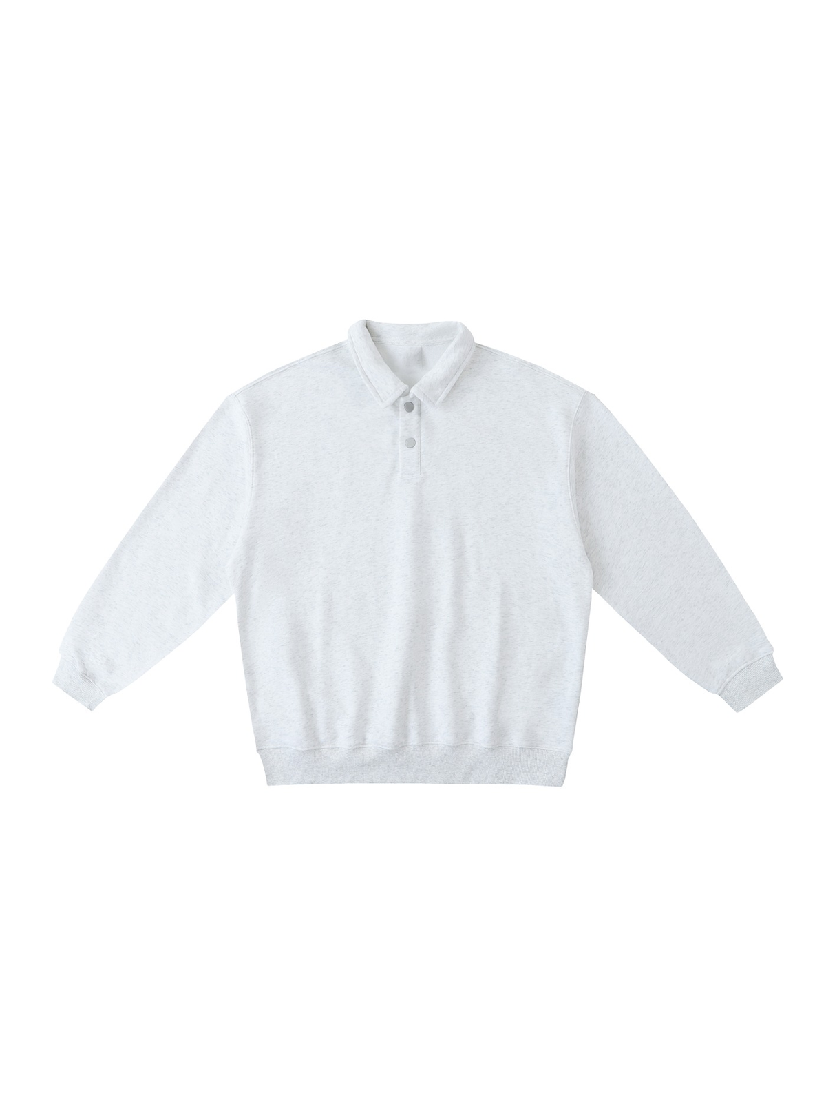 Heavyweight polo-collar sweatshirt in Flower Gray, front view