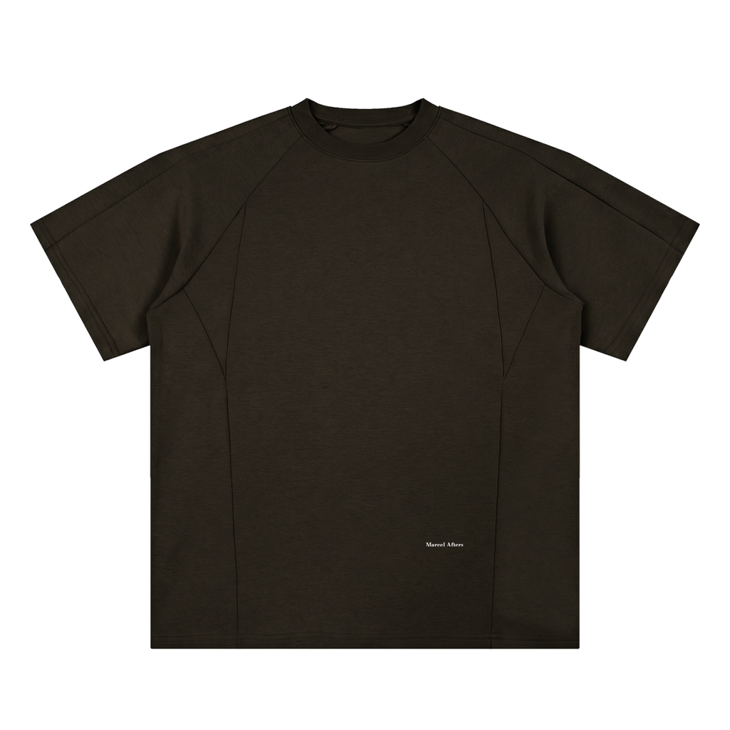 Oversized paneled raglan t-shirt in Brown, front view
