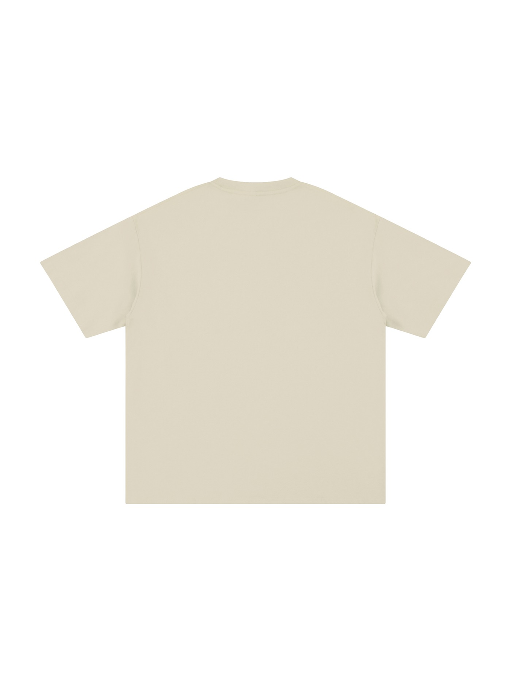 Unisex pure cotton t-shirt in Light Apricot, back view on white. Marcel Afters