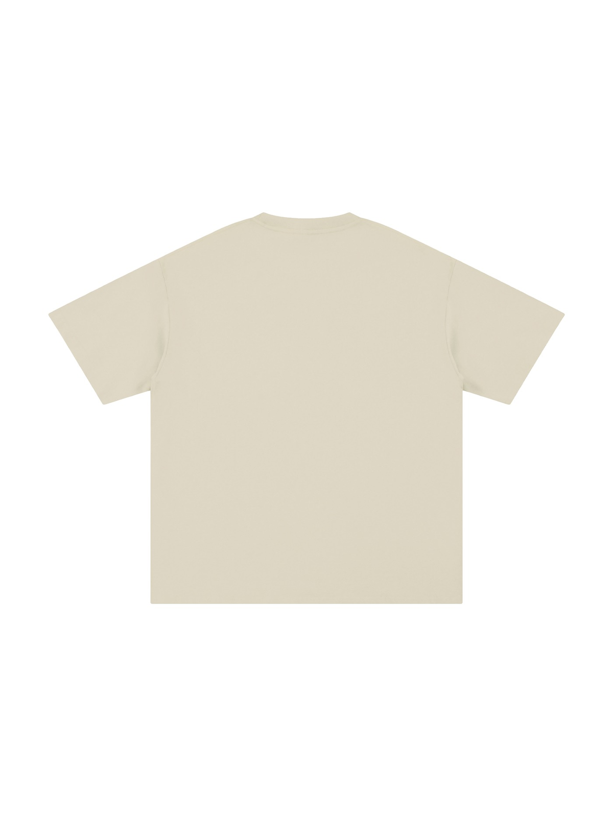 Unisex pure cotton t-shirt in Light Apricot, back view on white. Marcel Afters