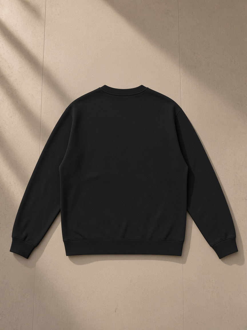 Regular Fit Crewneck Sweatshirt in Black, back view