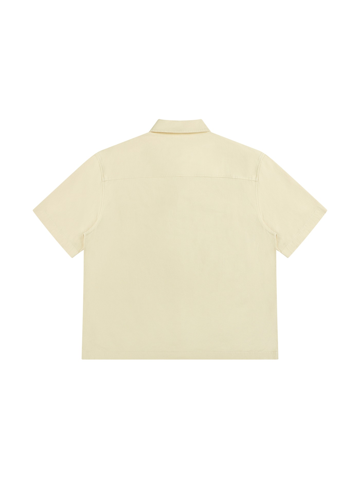Boxy patch pocket short sleeve shirt in Apricot, back view