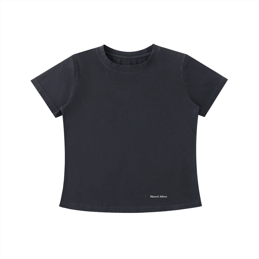 Vintage wash slim fit t-shirt in Black, front view