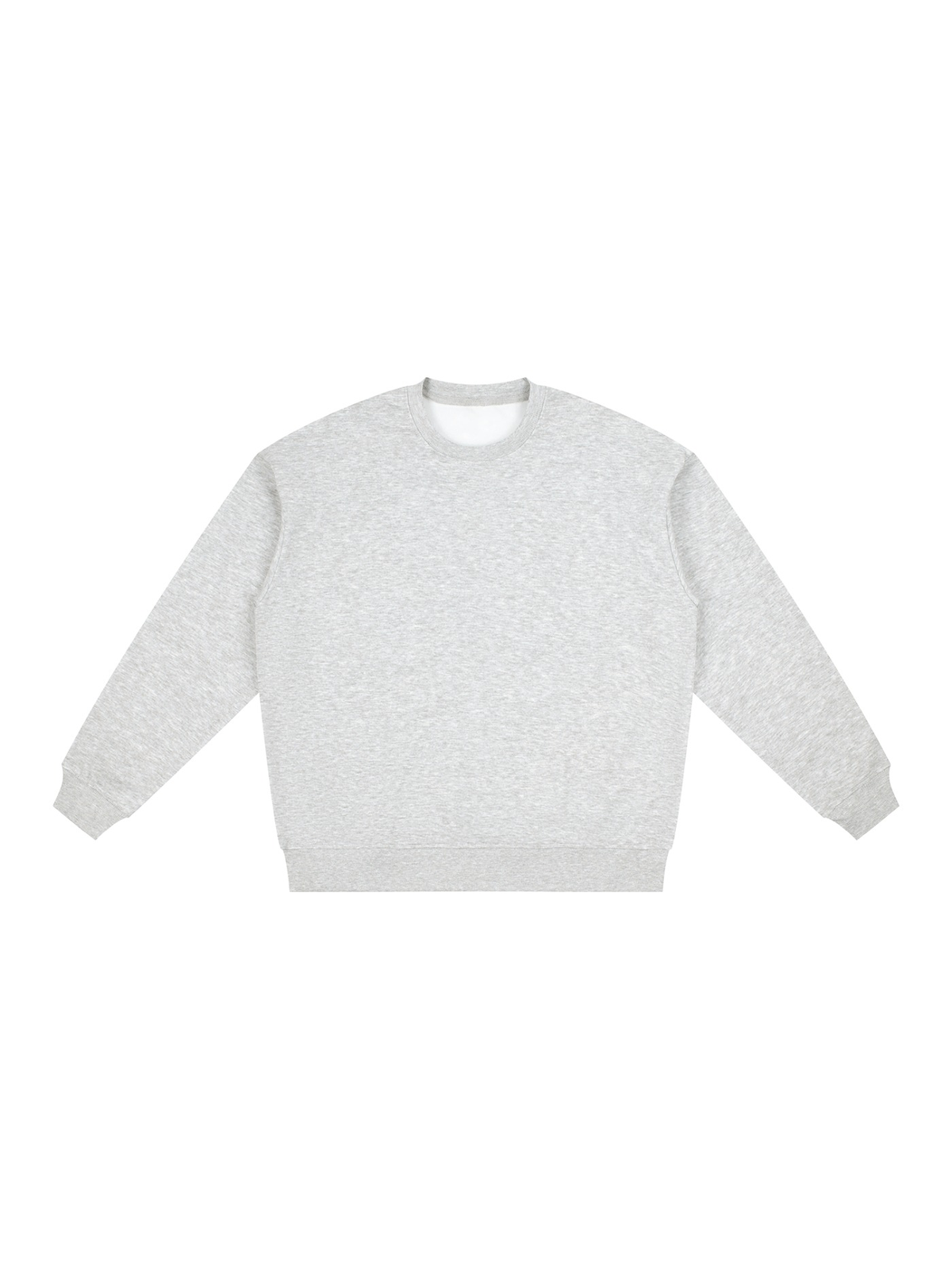 Oversized drop shoulder crewneck sweatshirt in Flower Gray, front view
