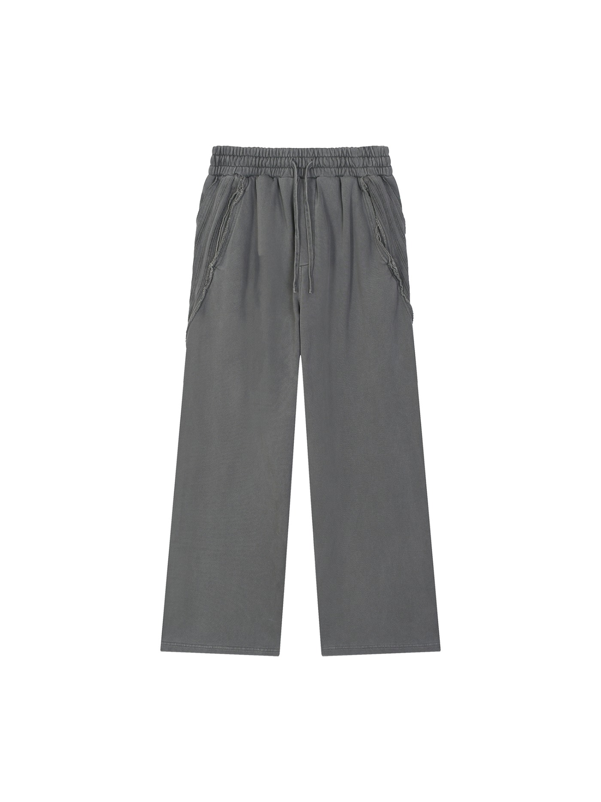 Snow Washed Tape Raw Edge Sweatpants in Dark Gray, front view
