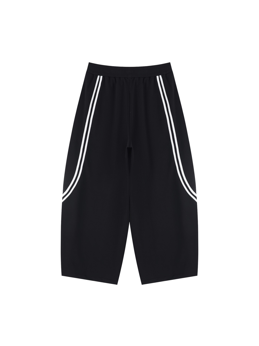 Wide Leg Piping Sweatpants in Black, back view