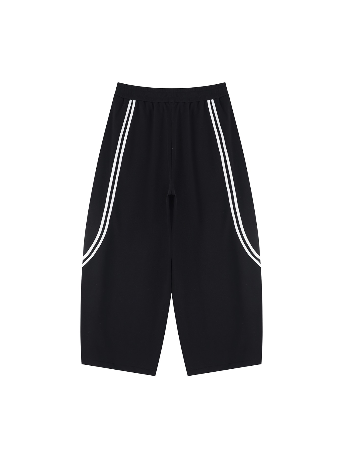 Wide Leg Piping Sweatpants in Black, back view