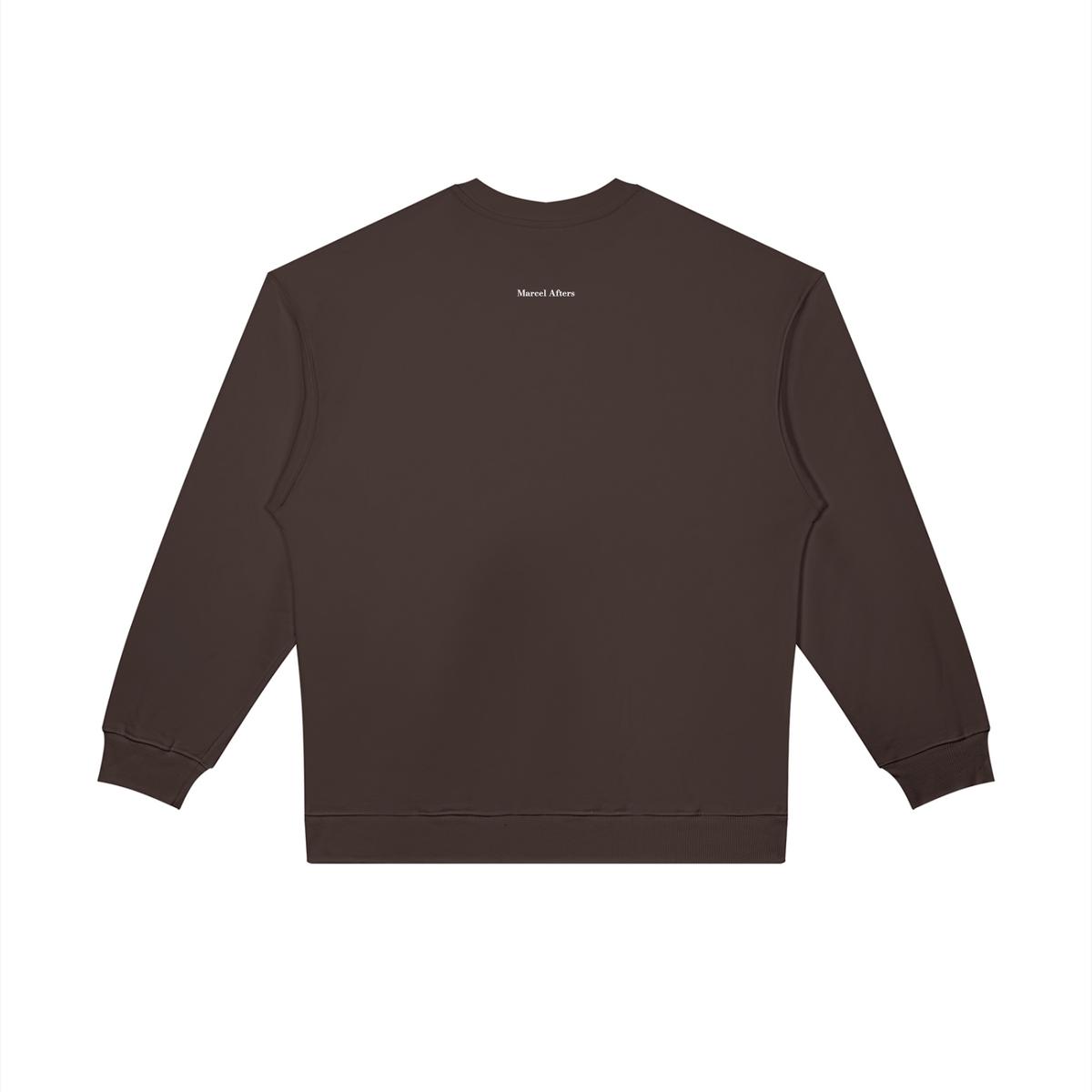 Oversized Crewneck Sweatshirt in Dark Brown, back view