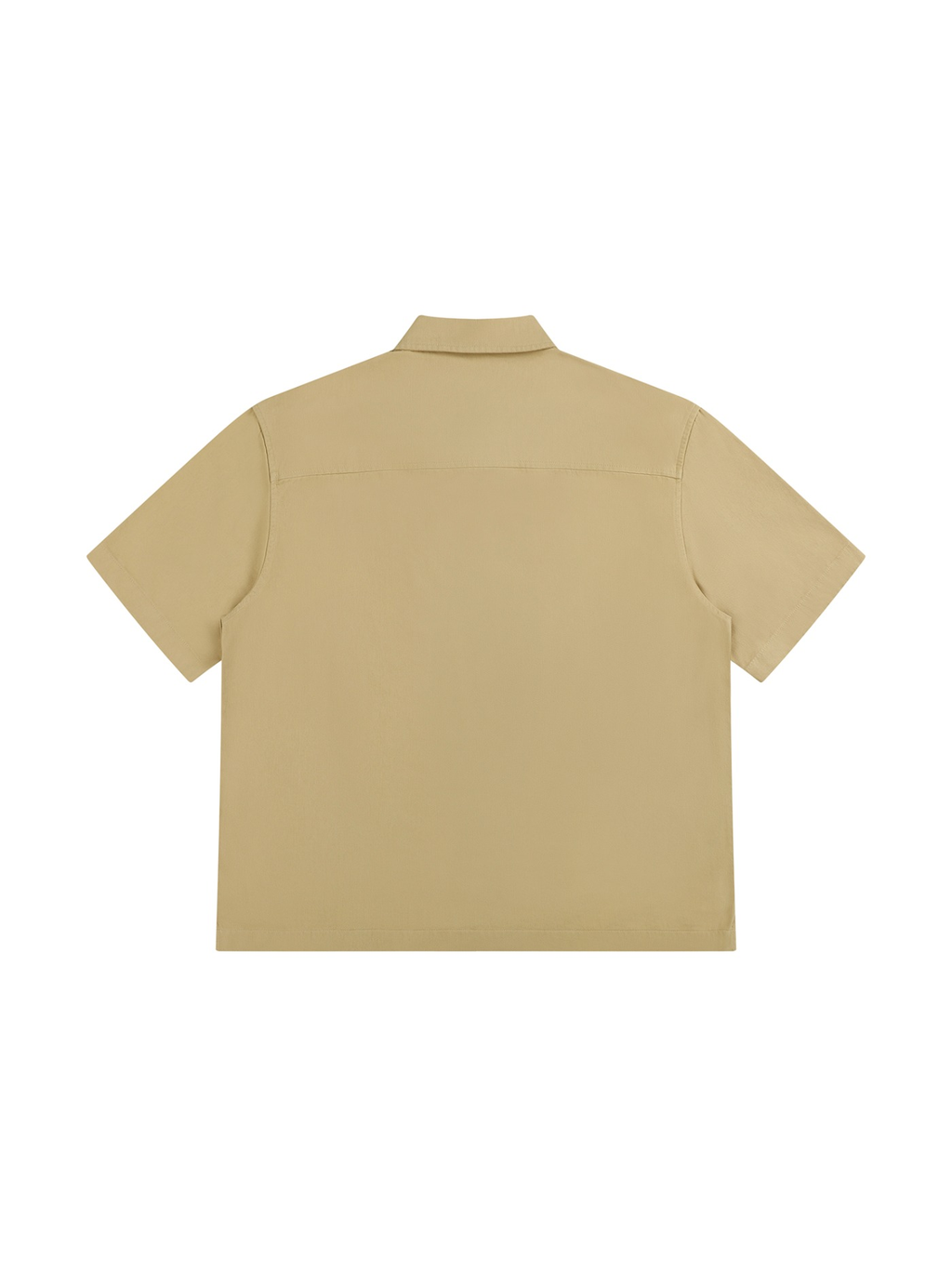 Boxy patch pocket short sleeve shirt in Khaki, back view