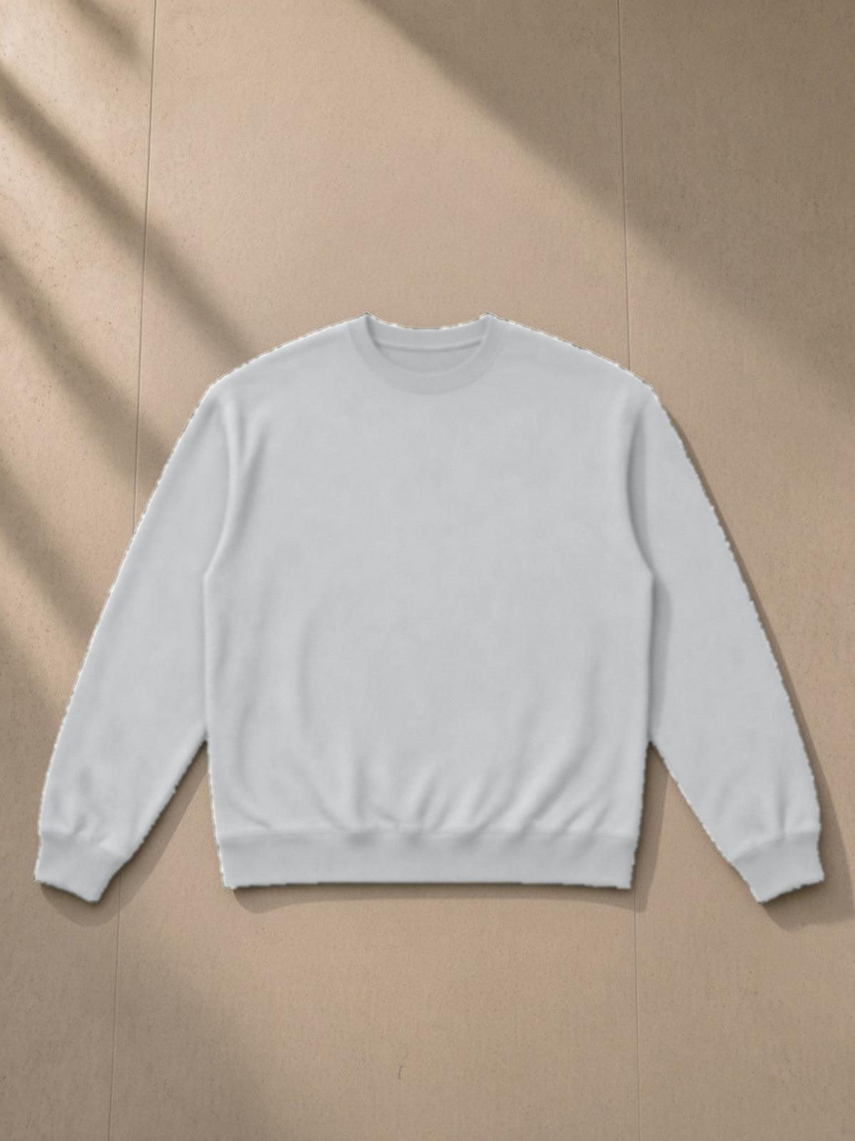 Heavyweight Crewneck Sweatshirt in Flower Gray, laid flat on pale limestone, front view