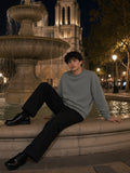 Man in the Oversized Crewneck Sweatshirt in Gray, model front