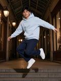 Man in Marcel Afters Essential Boxy Heavyweight Drop-Shoulder Hoodie in Blue, model front