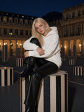 Woman in Marcel Afters Drop Shoulder Hoodie in White, model front