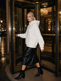 Woman in the Oversized Drop Shoulder Hoodie in White, model front