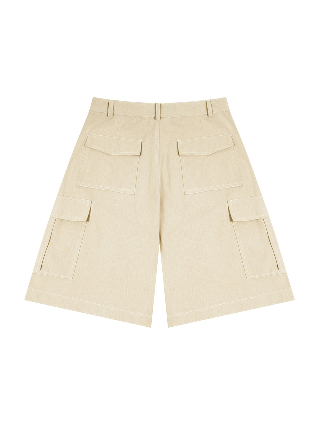 Woven cargo shorts in Apricot, back view
