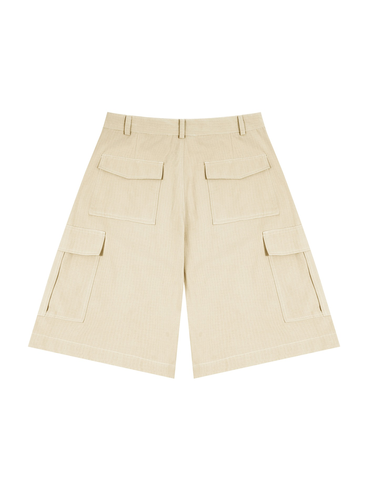 Woven cargo shorts in Apricot, back view