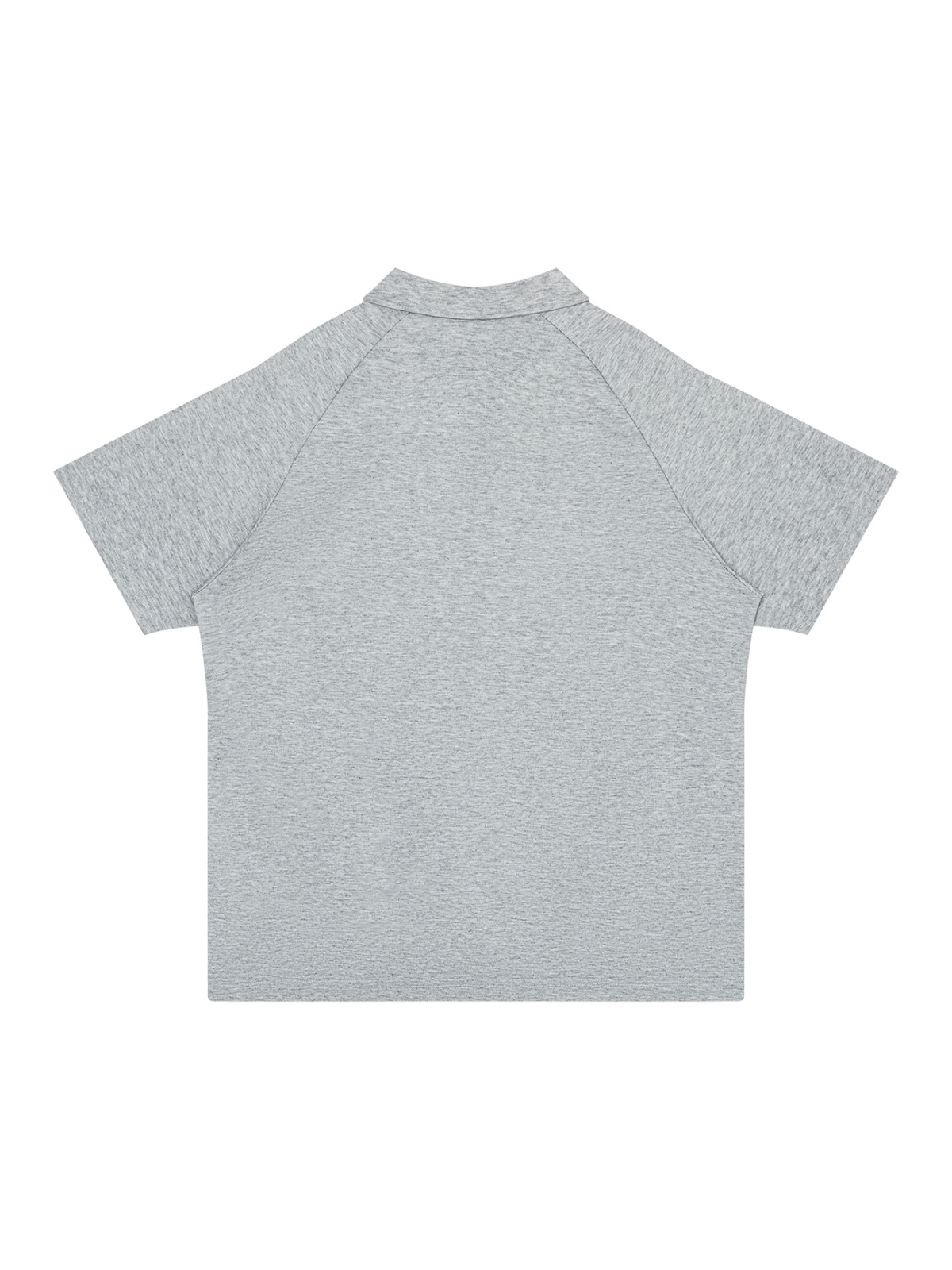 Unisex regular fit polo shirt in Flower Gray, back view on white. Marcel Afters