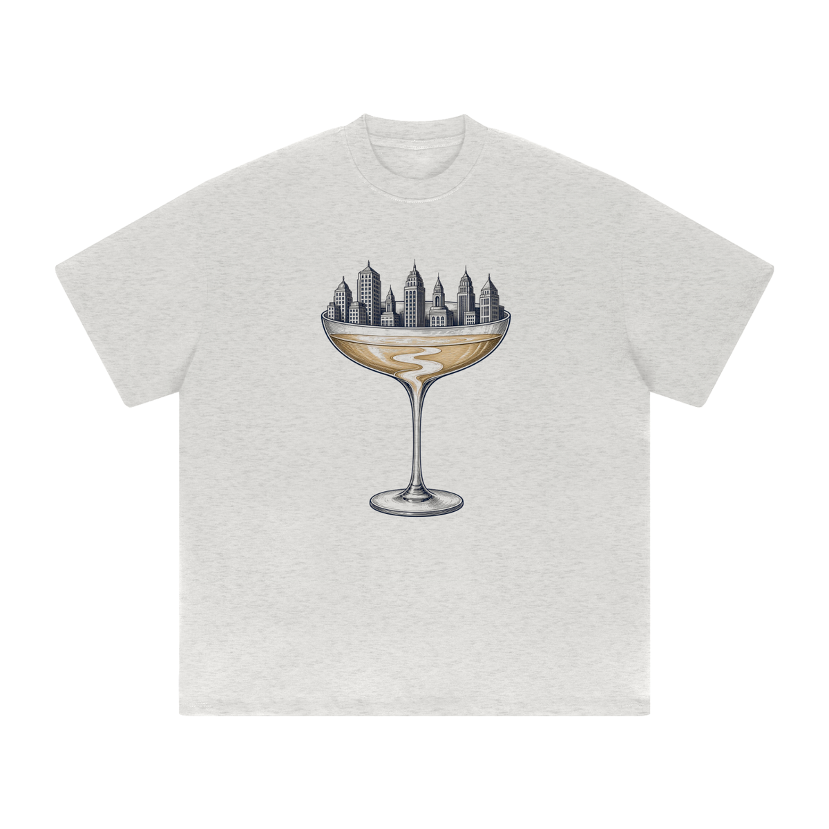 Coupe Over The City heavyweight drop-shoulder tee in Oat Gray, front view