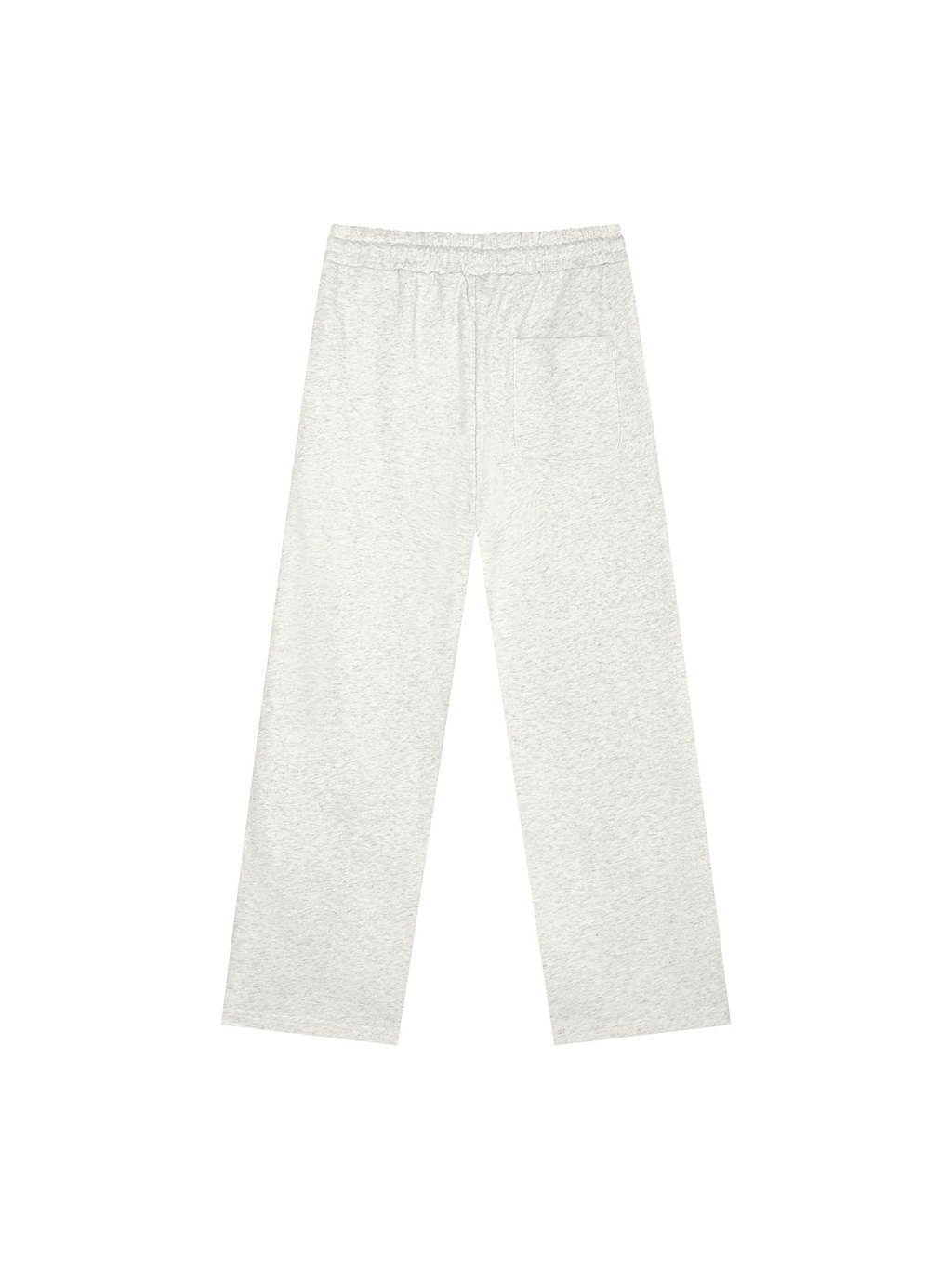 Unisex heavyweight sweatpants in Oat Gray, back view on white. Marcel Afters