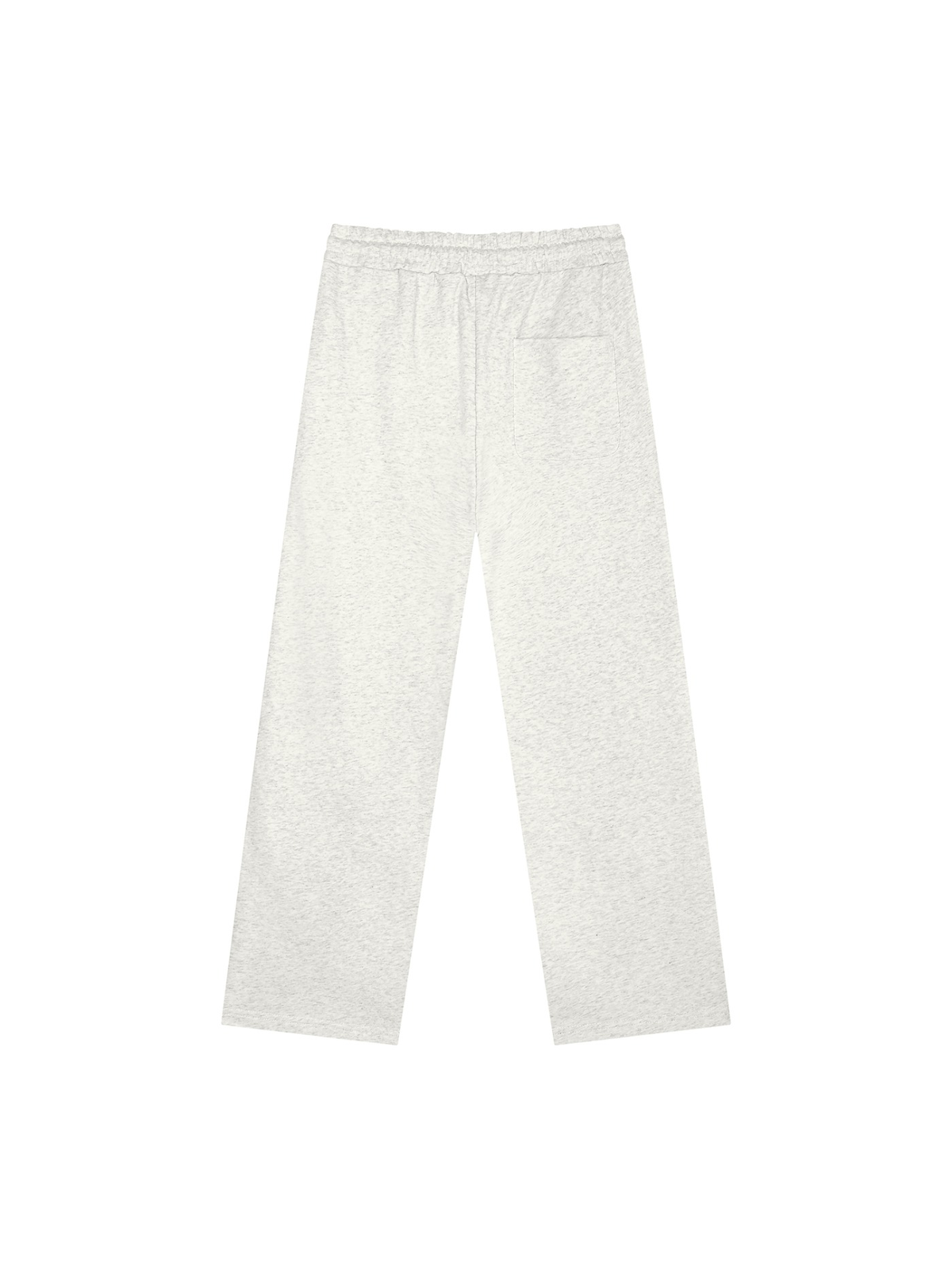 Unisex heavyweight sweatpants in Oat Gray, back view on white. Marcel Afters