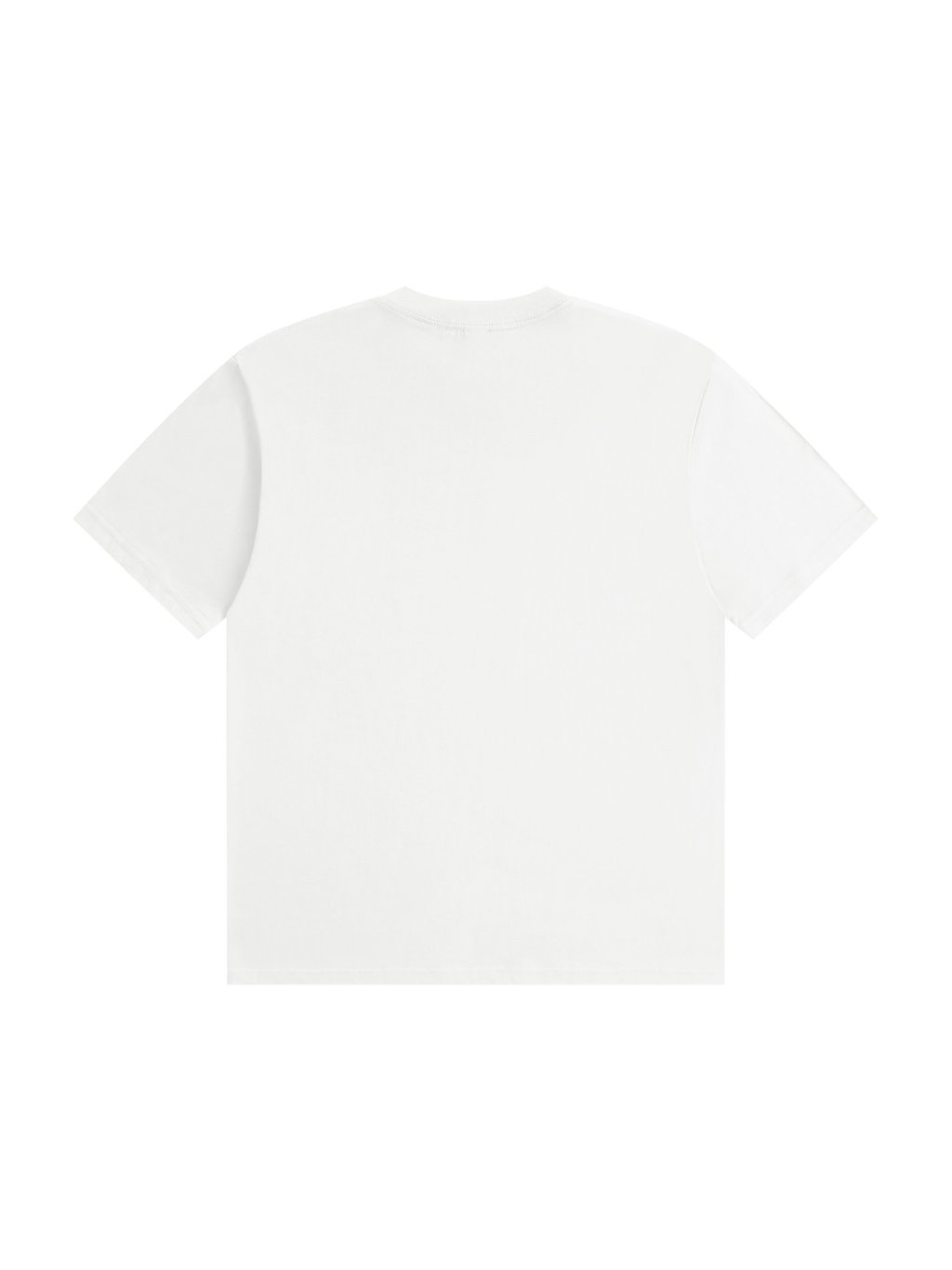 Unisex seamless cotton t-shirt in White, back view on white. Marcel Afters