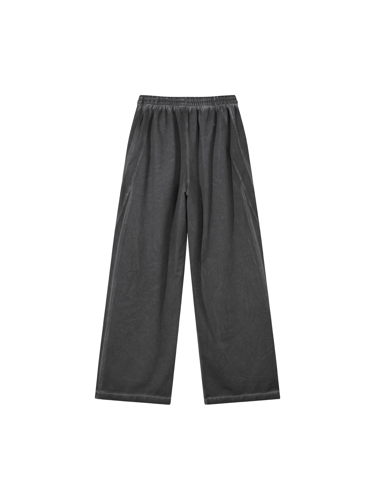 Vintage wash wide leg mesh sweatpants in Dark Gray, back view