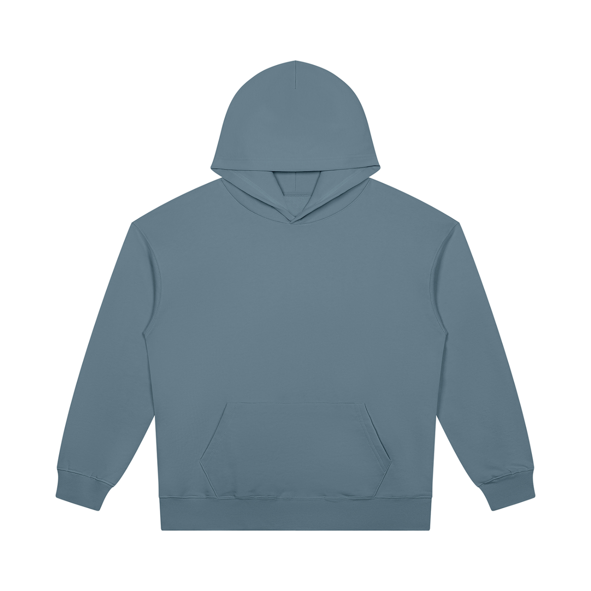 Heavyweight pullover hoodie in Gray Blue, front view