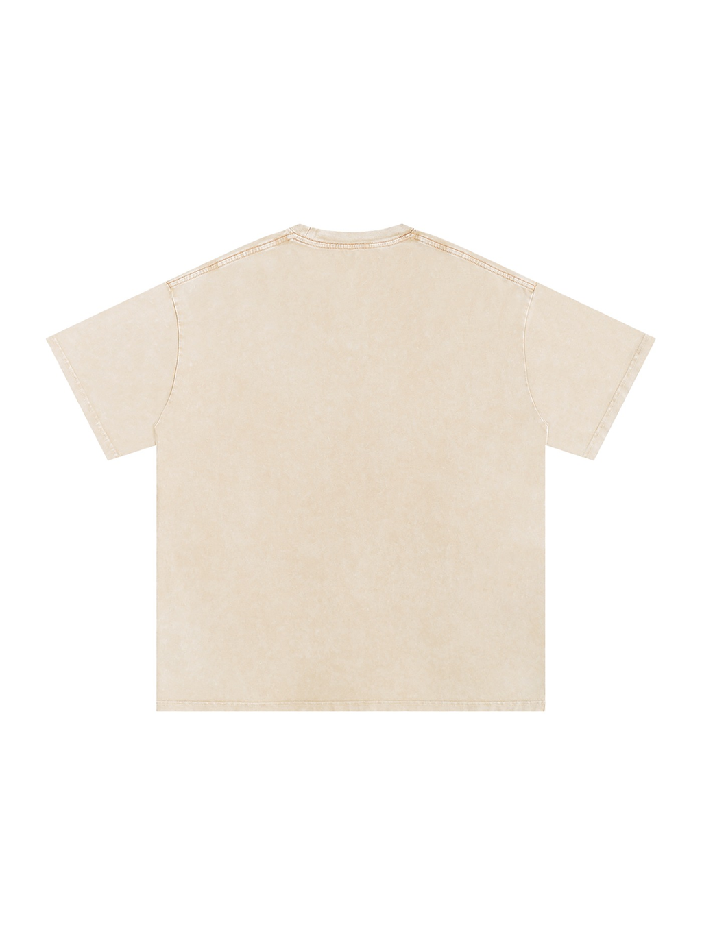 Unisex snow washed oversized cotton t-shirt in Apricot, back view on white. Marcel Afters