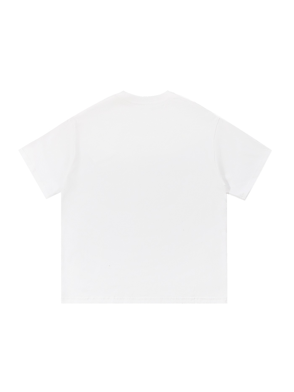 Unisex cotton t-shirt in White, back view on white. Marcel Afters
