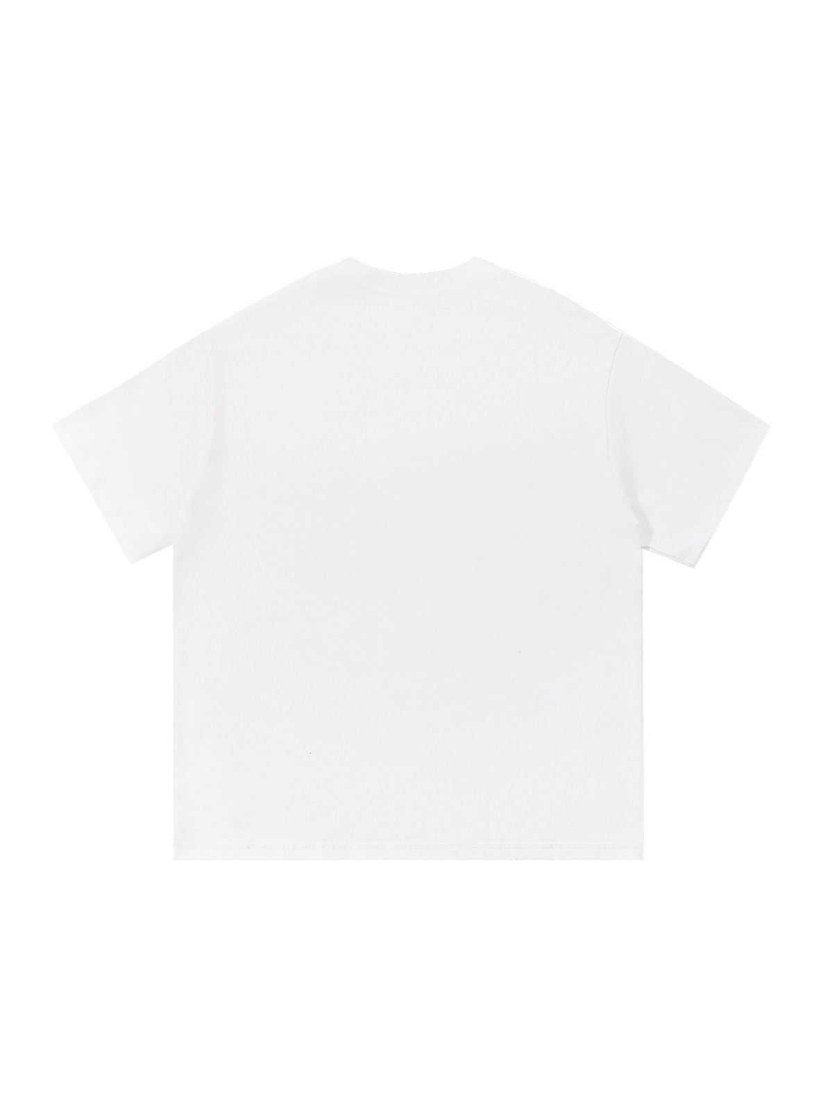 Unisex cotton t-shirt in White, back view on white. Marcel Afters